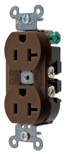 Hubbell Wiring Straight Blade Duplex Receptacles 20 A 125 V 2P3W 5-20R Commercial/Industrial Hubbell-Pro™ Dry Location Brown