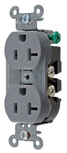 Hubbell Wiring Straight Blade Duplex Receptacles 20 A 125 V 2P3W 5-20R Commercial/Industrial Hubbell-Pro™ Dry Location Gray