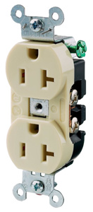 Hubbell Wiring Straight Blade Duplex Receptacles 20 A 125 V 2P3W 5-20R Commercial/Industrial Hubbell-Pro™ Dry Location Ivory