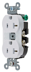 Hubbell Wiring Straight Blade Duplex Receptacles 20 A 125 V 2P3W 5-20R Commercial/Industrial Hubbell-Pro™ Dry Location White