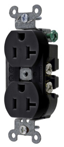 Hubbell Wiring Straight Blade Duplex Receptacles 20 A 125 V 2P3W 5-20R Commercial/Industrial Hubbell-Pro™ Dry Location Black