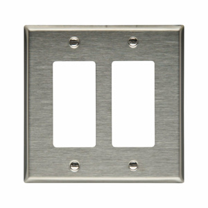 Eaton Wiring Devices Midsized Decorator Wallplates 2 Gang Metallic Stainless Steel 302/304 Device