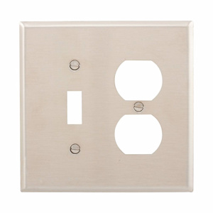 Eaton Wiring Devices Midsized Duplex Toggle Wallplates 2 Gang Metallic Stainless Steel 302/304 Device
