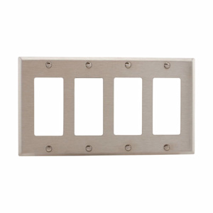 Eaton Wiring Devices Standard Decorator Wallplates 4 Gang Metallic Stainless Steel 302/304 Device