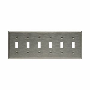 Eaton Wiring Devices Standard Toggle Wallplates 6 Gang Metallic Stainless Steel 302/304 Device