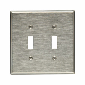 Eaton Wiring Devices Midsized Toggle Wallplates 2 Gang Metallic Stainless Steel 302/304 Device