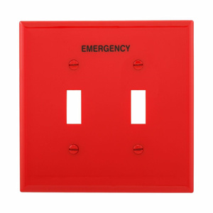 Eaton Wiring Devices Midsized Toggle Wallplates 2 Gang Red Polycarbonate Emergency Device