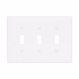 Eaton Wiring Devices Midsized Toggle Wallplates 3 Gang White Polycarbonate Device