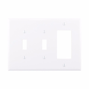 Eaton Wiring Devices Midsized Decorator Toggle Wallplates 3 Gang White Polycarbonate Device