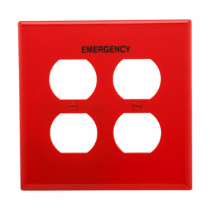 Eaton Wiring Devices Midsized Duplex Wallplates 2 Gang Red Polycarbonate Emergency Device