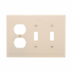 Eaton Wiring Devices Midsized Duplex Toggle Wallplates 3 Gang Almond Polycarbonate Device