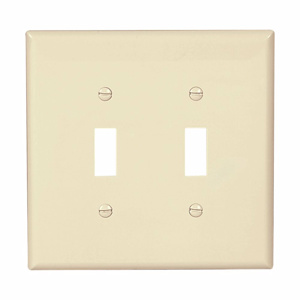 Eaton Wiring Devices Midsized Toggle Wallplates 2 Gang Almond Polycarbonate Device