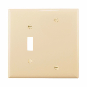 Eaton Wiring Devices Midsized Blank Toggle Wallplates 2 Gang Ivory Polycarbonate Device