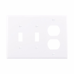 Eaton Wiring Devices Midsized Duplex Toggle Wallplates 3 Gang White Polycarbonate Device