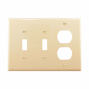 Eaton Wiring Devices Midsized Duplex Toggle Wallplates 3 Gang Ivory Polycarbonate Device