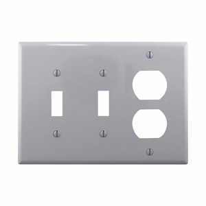 Eaton Wiring Devices Midsized Duplex Toggle Wallplates 3 Gang Gray Polycarbonate Device