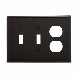 Eaton Wiring Devices Midsized Duplex Toggle Wallplates 3 Gang Black Polycarbonate Device
