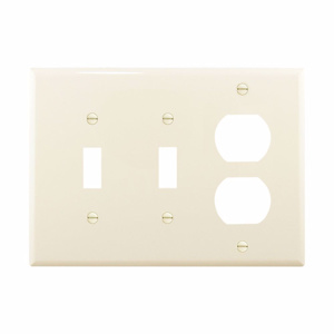 Eaton Wiring Devices Midsized Duplex Toggle Wallplates 3 Gang Light Almond Polycarbonate Device
