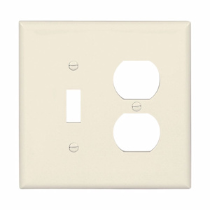 Eaton Wiring Devices Midsized Duplex Toggle Wallplates 2 Gang Light Almond Polycarbonate Device