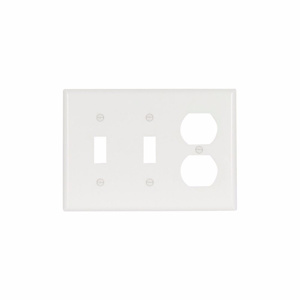 Eaton Wiring Devices Standard Duplex Toggle Wallplates 3 Gang White Plastic Device