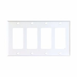 Eaton Wiring Devices Standard Decorator Wallplates 4 Gang White Plastic Device