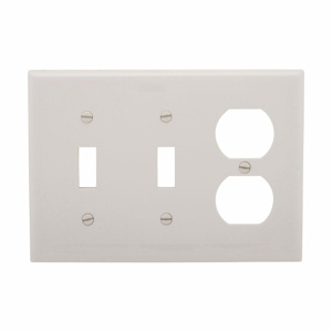 Eaton Wiring Devices Standard Duplex Toggle Wallplates 3 Gang White Nylon Device