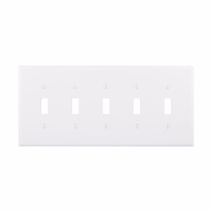 Eaton Wiring Devices Midsized Toggle Wallplates 5 Gang White Polycarbonate Device
