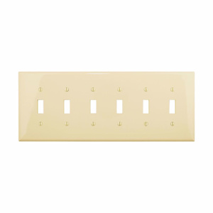 Eaton Wiring Devices Midsized Toggle Wallplates 6 Gang Almond Polycarbonate Device