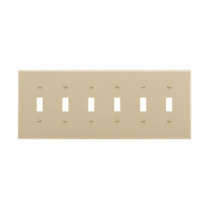 Eaton Wiring Devices Midsized Toggle Wallplates 6 Gang Light Almond Polycarbonate Device