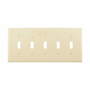 Eaton Wiring Devices Midsized Toggle Wallplates 5 Gang Almond Polycarbonate Device