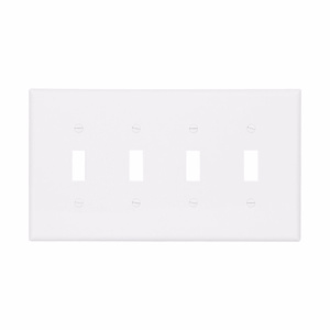 Eaton Wiring Devices Midsized Toggle Wallplates 4 Gang White Polycarbonate Device