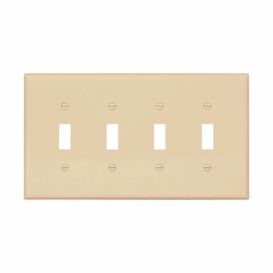 Eaton Wiring Devices Midsized Toggle Wallplates 4 Gang Ivory Polycarbonate Device
