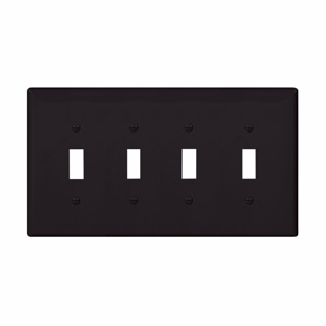 Eaton Wiring Devices Midsized Toggle Wallplates 4 Gang Black Polycarbonate Device