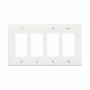 Eaton Wiring Devices Midsized Decorator Wallplates 4 Gang White Polycarbonate Device