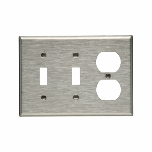 Eaton Wiring Devices Standard Duplex Toggle Wallplates 3 Gang Metallic Stainless Steel 302/304 Device