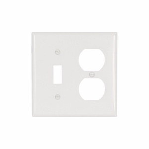 Eaton Wiring Devices Standard Duplex Toggle Wallplates 2 Gang White Plastic Device