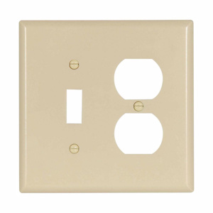 Eaton Wiring Devices Midsized Duplex Toggle Wallplates 2 Gang Ivory Plastic Device