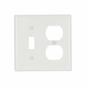 Eaton Wiring Devices Standard Duplex Toggle Wallplates 2 Gang White Nylon Device