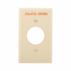 Eaton Wiring Devices Standard Round Hole Wallplates 1 Gang 1.406 in Ivory Nylon Isolated Ground Device