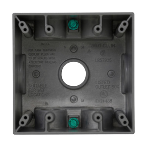 Eaton Crouse-Hinds TP7100 Series Weatherproof Muiti-gang Deep Outlet Boxes Metallic 2-5/8 in 2 Gang 3/4 in