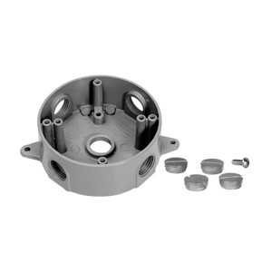 Eaton Crouse-Hinds Weatherproof Round Outlet Boxes 1 Gang 1-1/2 in Metallic 3/4 in 4 Hub
