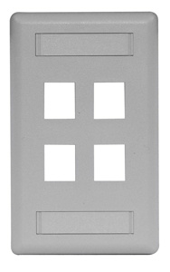 Hubbell Premise Standard Multimedia Faceplates 1 Gang 4 Port Gray Nylon Box