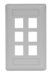 Hubbell Premise Standard Multimedia Faceplates 1 Gang 6 Port Gray Nylon Box