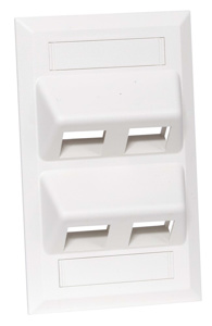 Hubbell Premise Standard Angled Multimedia Faceplates 1 Gang 4 Port White Nylon Box