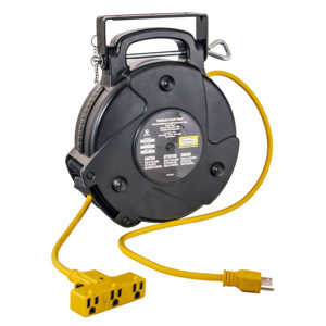 Hubbell Wiring SJTW Extension Cord Reels 15 A 125 V 12/3 40 ft Reel Yellow Straight 5-15P/5-15R