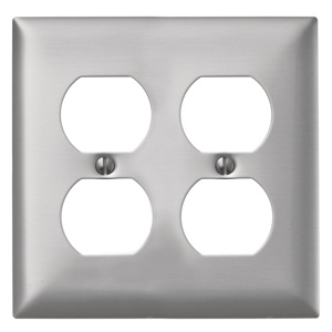 Hubbell Wiring Standard Duplex Wallplates 2 Gang Metallic Aluminum Device