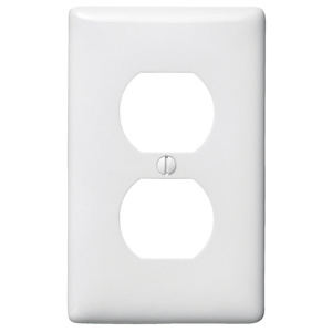 Hubbell Wiring Midsized Duplex Wallplates 1 Gang White Nylon Device