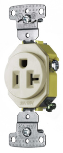 Hubbell Wiring Straight Blade Single Receptacles 20 A 125 V 2P3W 5-20R Residential tradeSELECT® Dry Location Light Almond