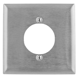 Hubbell Wiring Standard Round Hole Wallplates 2 Gang 2.16 in Metallic Stainless Steel 302/304 Device