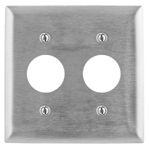Hubbell Wiring Standard Round Hole Wallplates 2 Gang 1.40 in Metallic Stainless Steel 302/304 Device